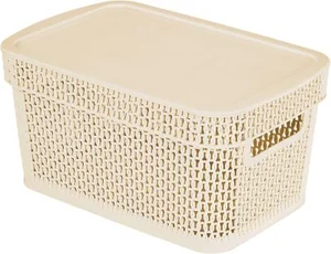 Корзина прямоугольная Ajur 5л с крышкой слоновая кость (BQ4113СЛК)