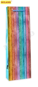 Пакет подарочный с глянцевой ламинацией 12x36x8,5 см (Bottle) Разноцветные дощечки, 157 г ПП-4673