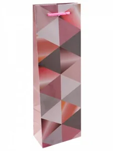 Пакет подарочный с глянцевой ламинацией 12x36x8,5 см (Bottle) Розовый стиль, 157 г ПКП-7338