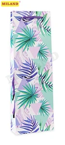 Пакет подарочный с глянцевой ламинацией 12x36x8,5 см (Bottle) Тропические листья, 157 г ПП-4649