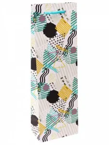 Пакет подарочный с матовой ламинацией 12x36x8,5 см (Bottle) Голубая абстракция, 157 г ППК-6328