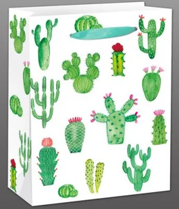 Пакет подарочный Dream cards с матовой ламинацией Красивые кактусы 31x42x12 см (XL),210 г