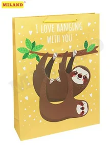 Пакет подарочный Милые ленивцы 32.4х44.5х10.2 см ППД-0128