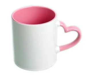 Кружка для термопереноса SKB24C 350 мл с розовой заливкой и ручкой в виде сердца LG7930
