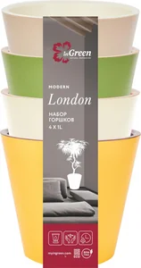 Набор горшков для цветов InGreen London D125мм, 1л, 4шт, с дренажной вставкой микс