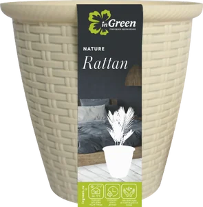 Кашпо Rattan D 185 мм 3 л с внутренним горшком 1,5 л, сливочный