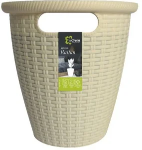 Кашпо напольное Rattan D 470мм/50 л с внутренним горшком 27 л сливочный