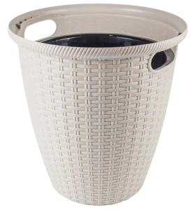 Кашпо напольное Ротанг (InGreen Rattan) D 328/20 л с внутренним горшком 11 л Сливочный