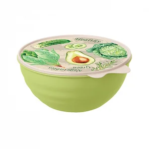 Миска с крышкой с декором wave 1,55л (зеленый)