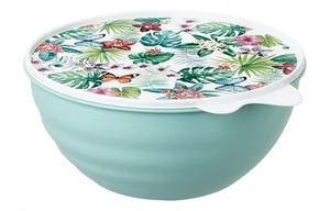 Миска с крышкой с декором wave 2,8л (зеленый)