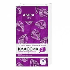 Платочки бумажные Amra двухслойные неароматизированные 10 шт 284569