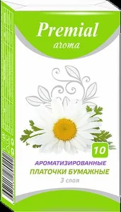 Платочки бумажные Premial Aroma трехслойные с ароматом ромашки 10 шт 284293