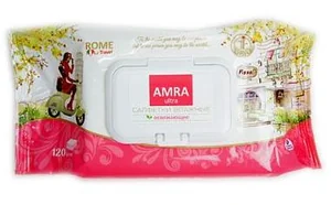 Салфетки влажные Amra travel Rome освежающие с клапаном 120 шт 287317
