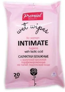 Салфетки влажные Premial для женской интимной гигиены с молочной кислотой 20 шт 283159