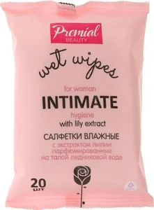 Салфетки влажные Premial для женской интимной гигиены с экстрактом лилии 20 шт 283166