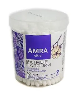 Палочки ватные Amra Ultra в банке 100 шт 282480