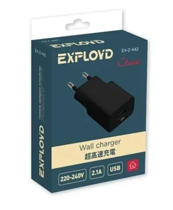 EXPLOYD Сетевое зарядное устройство EX-Z-442  2.1A 1хUSB чёрн (1214746)