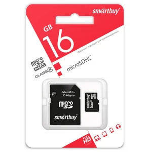 SMARTBUY Флеш карта micro (SB16GBSDCL4-01) MicroSDHC 16GB Сlass4 + адаптер