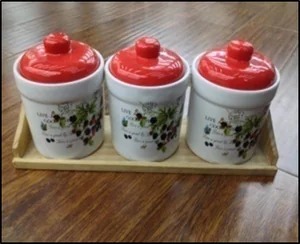 Набор банок для сыпучих продуктов на подставке 3шт 510мл 7935-S5003-1