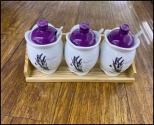 Набор банок для сыпучих продуктов с ложкой на подставке 3шт 350мл 7935-S5013-9