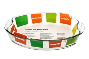 Форма стекл овал 35x24x6см/2,9л с руч ТМ Appetite