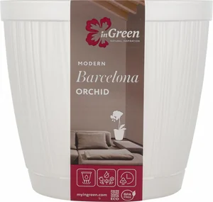 Горшок для цветов InGreen Barcelona Orchid 2,7 л  275х145 мм овальный белый перламутровый