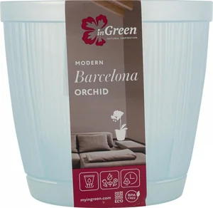 Горшок для цветов InGreen Barcelona Orchid 2,7 л 275х145 мм овальный голубой перламутровый