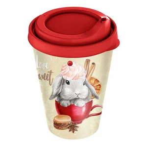 DELTA Стакан 420 мл IZI-GO с крышкой с декором (красный) 221144206/03