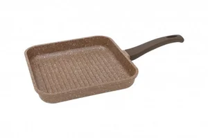 Сковорода Гриль с двухслойным антипригарным покрытием бронзовая с крошкой и ручкой soft-touch без индивидуальной упаковки, 1426-07