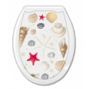 Сиденье д/унитаза жесткое Океан Ракушки на белом 1/10