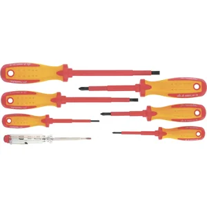 MATRIX Набор диэлектрических отверток 7 шт, до 1000 В, пробник электрический до 250 В, двухкомпонентные рукоятки 13355