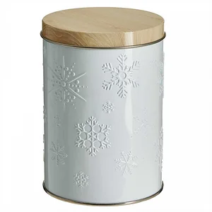 DELTA Банка жестяная 1,1 л Моно белые снежинки Ц-99h145v110-01927