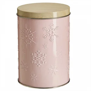 DELTA Банка жестяная 1,1 л Моно розовые снежинки Ц-99h145v110-01928
