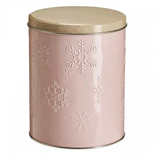 DELTA Банка жестяная 1,7 л Моно розовые снежинки Ц-120h152v170-01948