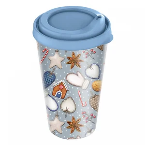 DELTA Стакан 550 мл с крышкой с декором (темно-голубой) 221152216/01