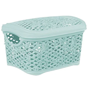 DELTA Корзина прямоугольная 3,3 л с крышкой Fiori BQ4012МТ мятная