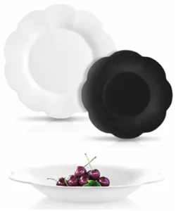 LUMINARC Столовый набор Flore Opal & Black Флоре Черно-белый, 18 предметов. V0400