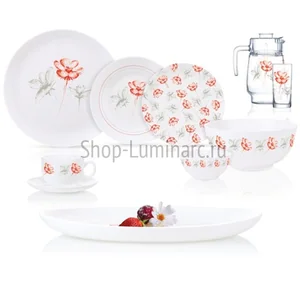 LUMINARC Столовый сервиз Diwali Petalo Grey Петало Грей, 46 предметов. Q7821