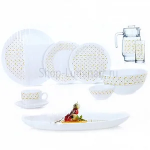 LUMINARC Столовый сервиз Diwali Carinosa Gold Кариноса Голд, 46 предметов. Q7908