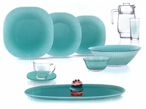 LUMINARC Столовый сервиз Carine Pop Art Turquoise Поп Арт Тюркуаз, 44 предмета. V2712