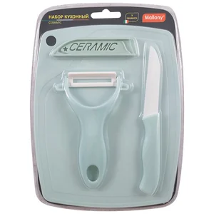 MALLONY Набор кухонный CERAMIC (3 предмета): нож, овощечистка, разделочная доска 008661-SK