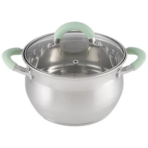 Mallony Кастрюля MENTOLO, 2,6 л, из нержавеющей стали с крышкой, ручки с силиконом 103576-SK