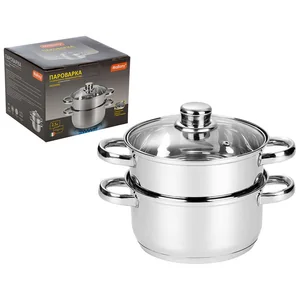 Mallony Пароварка MEDIANO 2х-уровневая из нерж стали, объем 2,5 л, индукция/капс дно 008524-SK