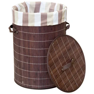 Mallony Корзина для белья BLB-01-D, бамбук, цвет: тёмный, размер:34,5*50см, 312116-SK