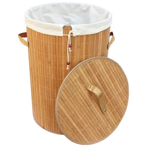 Mallony Корзина для белья BLB-01-L, бамбук, цвет: светлый, размер:34,5*50см, 312117-SK