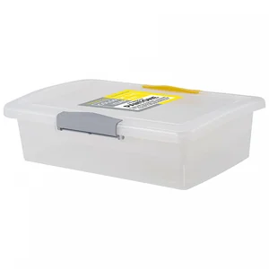 DELTA Ящик для хранения Laconic mini пластиковый прозрачный с защелками 1,9 л BQ2495ЖТСЕР желтый/серый