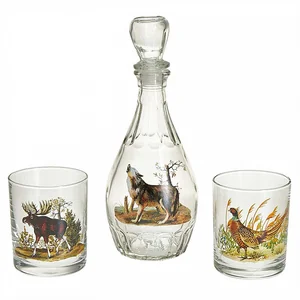 ДЕКОСТЕК Подарочный набор 3 предмета (графин Дионис + 2 стакана 250 мл) Трофейная охота 1331-Д34