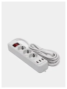 Сетевой фильтр с usb 2,5 м белый 72263