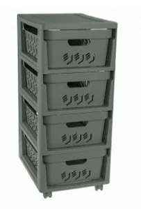 Комод На Колесах Deluxe, 4 Ящика, 300х385х690 Мм (серый)