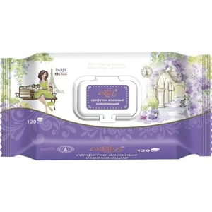 Салфетки влажные Amra travel Paris освежающие с клапаном 120 шт 287300